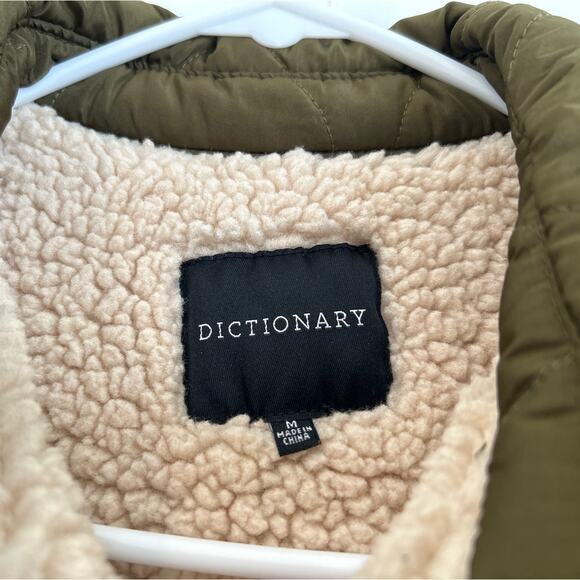Dictionary Olive Sherpa-Lined Puffer Shacket w/ Faux Leather, Women’s Medium - Picture 2 of 6